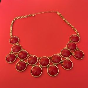 Red statement necklace vintage 11 inches